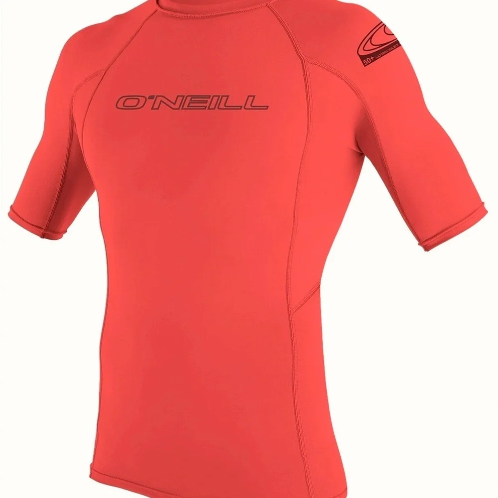 O'Neill Youth Rash Guard Shirt Red UPF 50+ Short Sleeve Size 10 Swimming Surf
